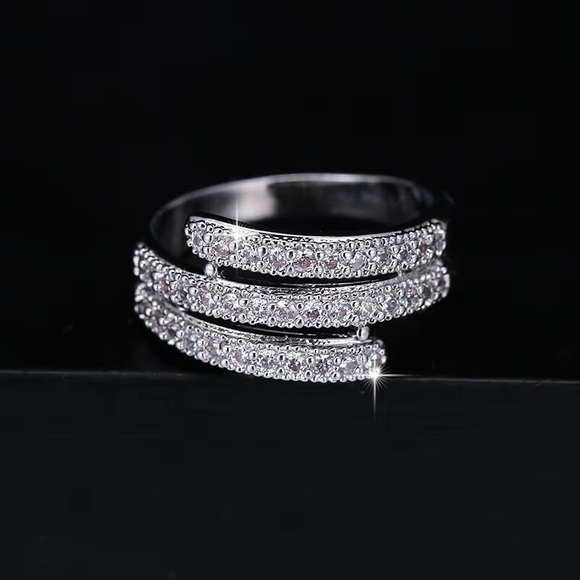Sparkling Cubic Zirconia Stainless Steel Ring - Picture 3 of 4